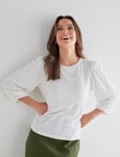 Whistle 3/4 Puff Sleeve Textured Fabric Tee, Ivory product photo View 05 S