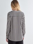 Whistle Stripe Long Sleeve Shirt, Black & White product photo View 02 S