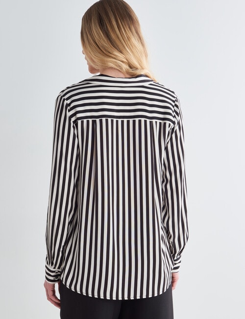 Whistle Stripe Long Sleeve Shirt, Black & White product photo View 02 L