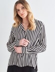 Whistle Stripe Long Sleeve Shirt, Black & White product photo View 05 S