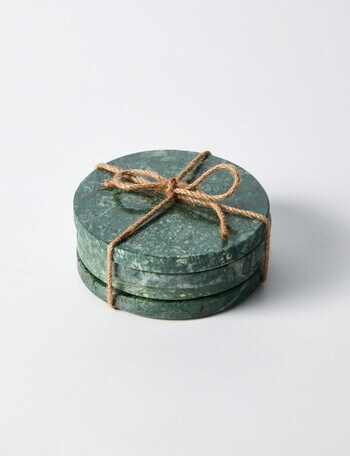 Home Of Christmas Avery Round Marble Coaster, Green, Set of 4 product photo