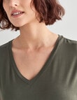 Bodycode Boxy V-Neck Tee, Khaki product photo View 04 S
