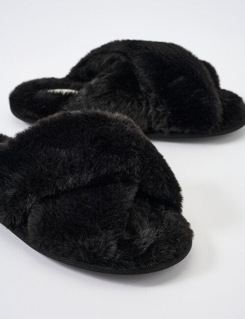 Whistle Sleep Beck Crossover Scuff Slippers, Black product photo View 02 L