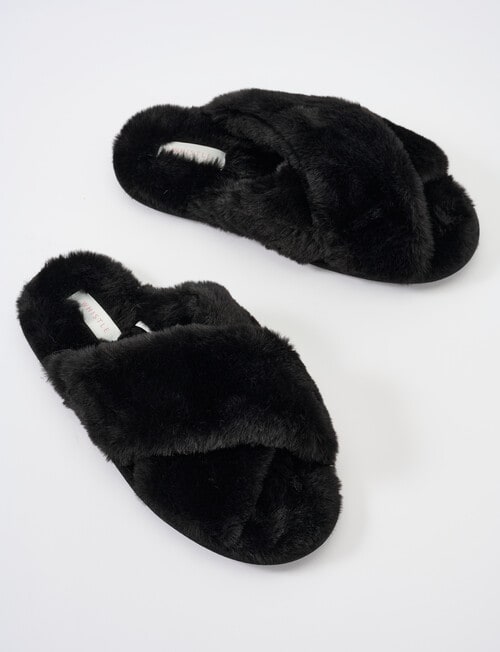 Whistle Sleep Beck Crossover Scuff Slippers, Black product photo View 03 L