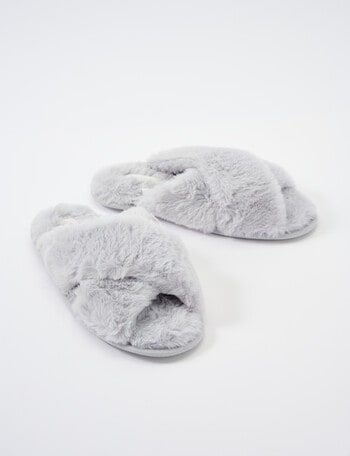 Whistle Sleep Beck Crossover Scuff Slippers, Light Grey product photo