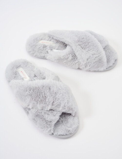 Whistle Sleep Beck Crossover Scuff Slippers, Light Grey product photo View 03 L