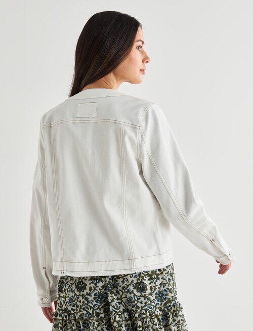 Whistle Denim Crop Jacket, Ivory Coats & Jackets