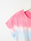 Switch Tie Dye Short Sleeve Tie Front Top, Pink product photo View 05 S