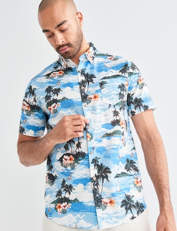 Gasoline Waikiki Slub Shirt, Light Blue - Casual Shirts