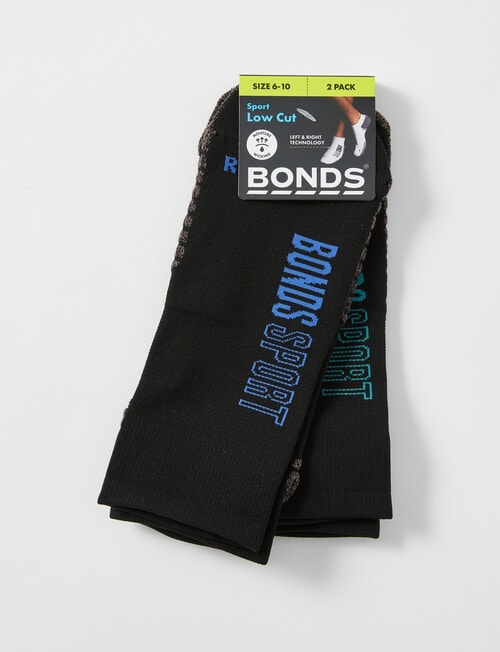 Bonds Sports Tech Low Cut Trainer Socks, 2-Pack, Black product photo View 02 L