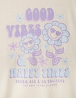 Sleep Squad Good Vibes Viscose Short PJ Set, White & Purple, 8-16 product photo View 04 S