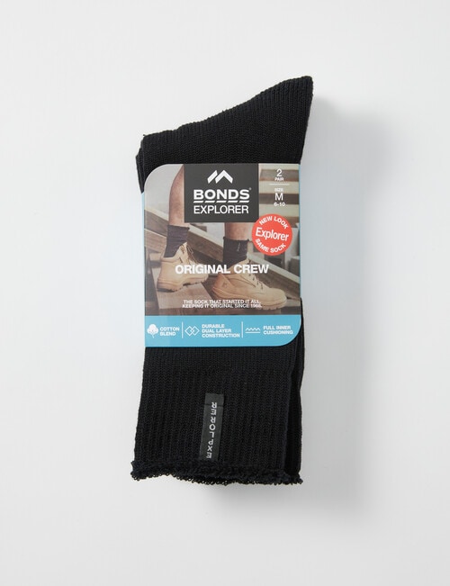 Bonds Explorer Original Cool Temp Quarter Crew Sock, 2-Pack, Black product photo View 02 L
