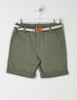 Mac & Ellie Woven Belted Chino Short, Moss product photo