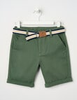 Mac & Ellie Belted Woven Chino Short, Moss product photo