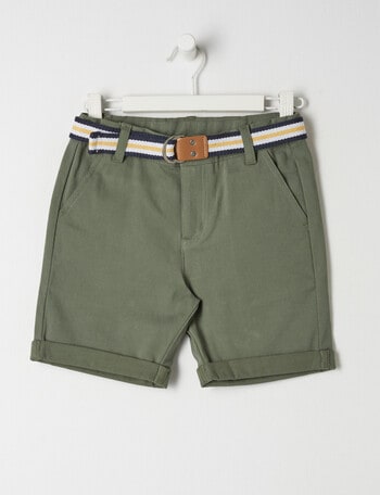 Mac & Ellie Woven Belted Chino Short, Moss product photo