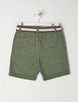 Mac & Ellie Woven Belted Chino Short, Moss product photo View 02 S