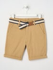 Mac & Ellie Belted Woven Chino Short, Tan product photo
