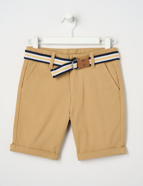 Mac & Ellie Belted Woven Chino Short, Tan product photo