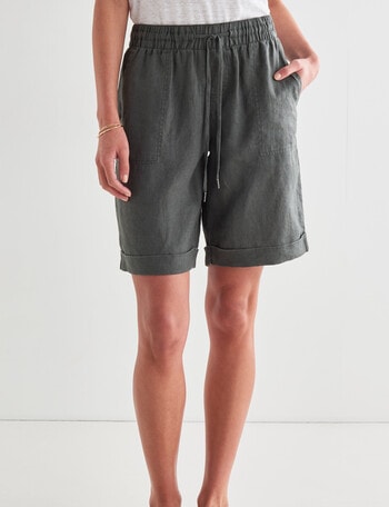 Zest Essential Linen Knee Short, Khaki product photo