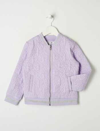 Mac & Ellie Formal Butterfly Quilted Bomber Jacket, Soft Lilac product photo