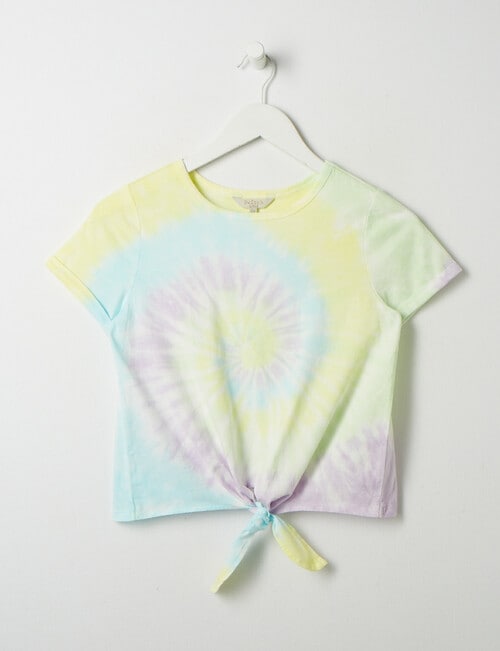 Switch Tie Dye Swirl Short Sleeve Tie Front Tee, Lime product photo