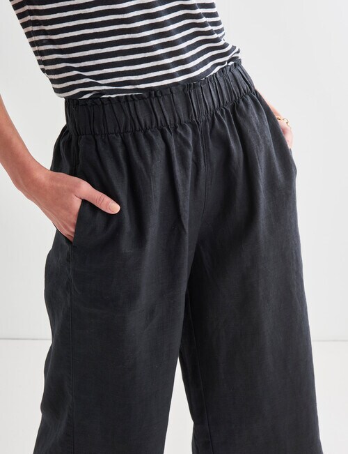 Zest Essential Linen Crop Pant, Black - Pants & Leggings