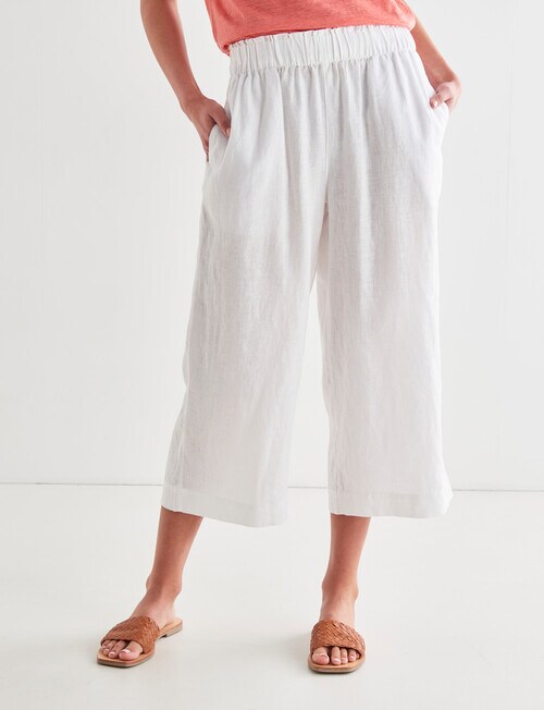 Zest Essential Linen Crop Pant, White Pants & Leggings