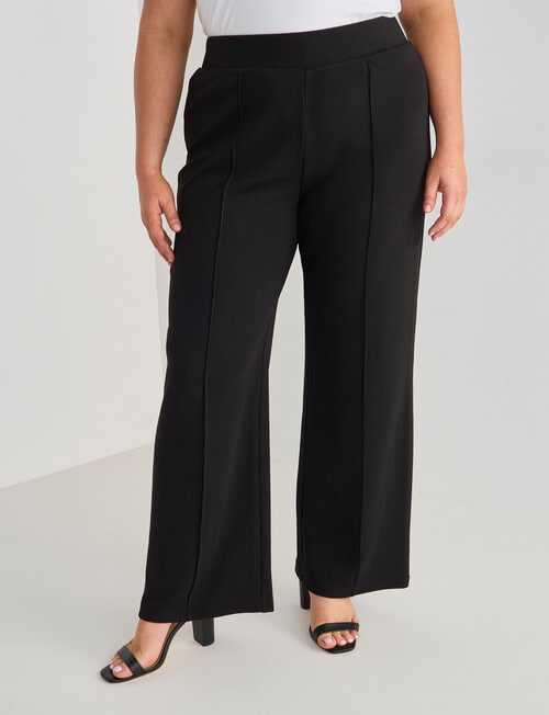 Studio Curve Collection Textured Knit Wide Leg Pant, Black product photo