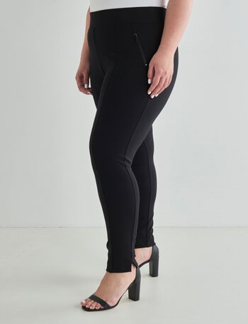 Studio Curve Ponte Zip Slim Leg Pant, Black product photo