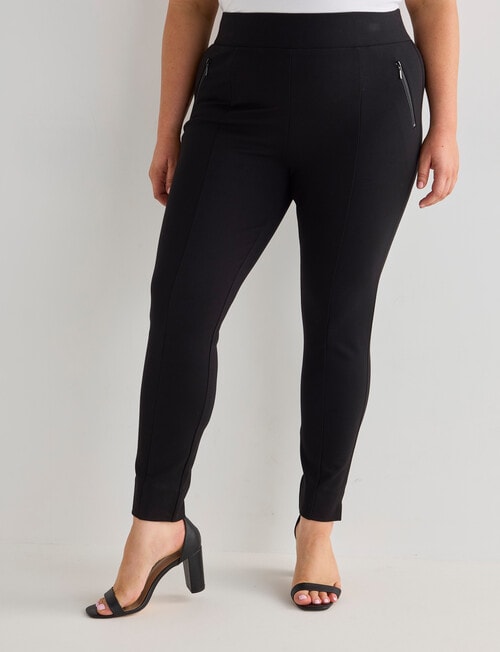 Studio Curve Collection Ponte Zip Slim Leg Pant, Black product photo