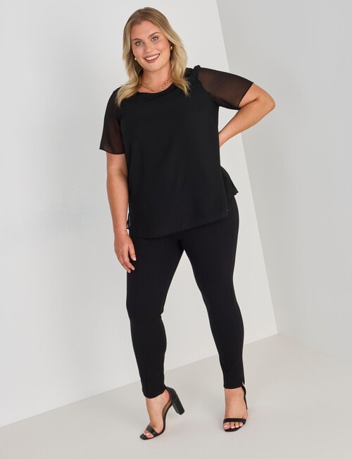 Studio Curve Collection Ponte Zip Slim Leg Pant, Black product photo View 03 L