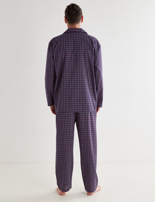 Chisel Check Woven Long PJ Set, Navy & Red product photo View 02 L