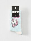 Simon De Winter Unicorn Crew Sock, 3-Pack, Blue, White & Purple product photo View 02 S