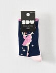 Simon De Winter Ballerina Crew Sock, 3-Pack, Navy, Pink & White product photo View 02 S