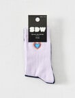 Simon De Winter Embroidered Heart Rib Crew Sock, 2-Pack, Navy & Purple product photo View 02 S