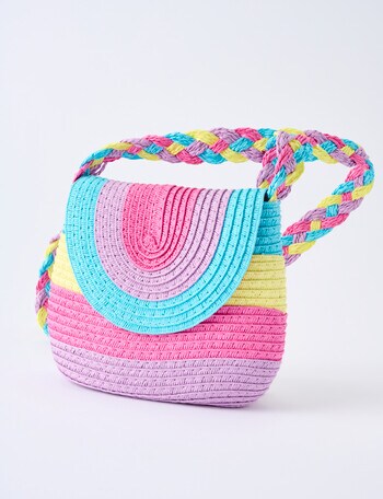 Mac & Ellie Rainbow Straw Cross Body Bag, Rainbow product photo