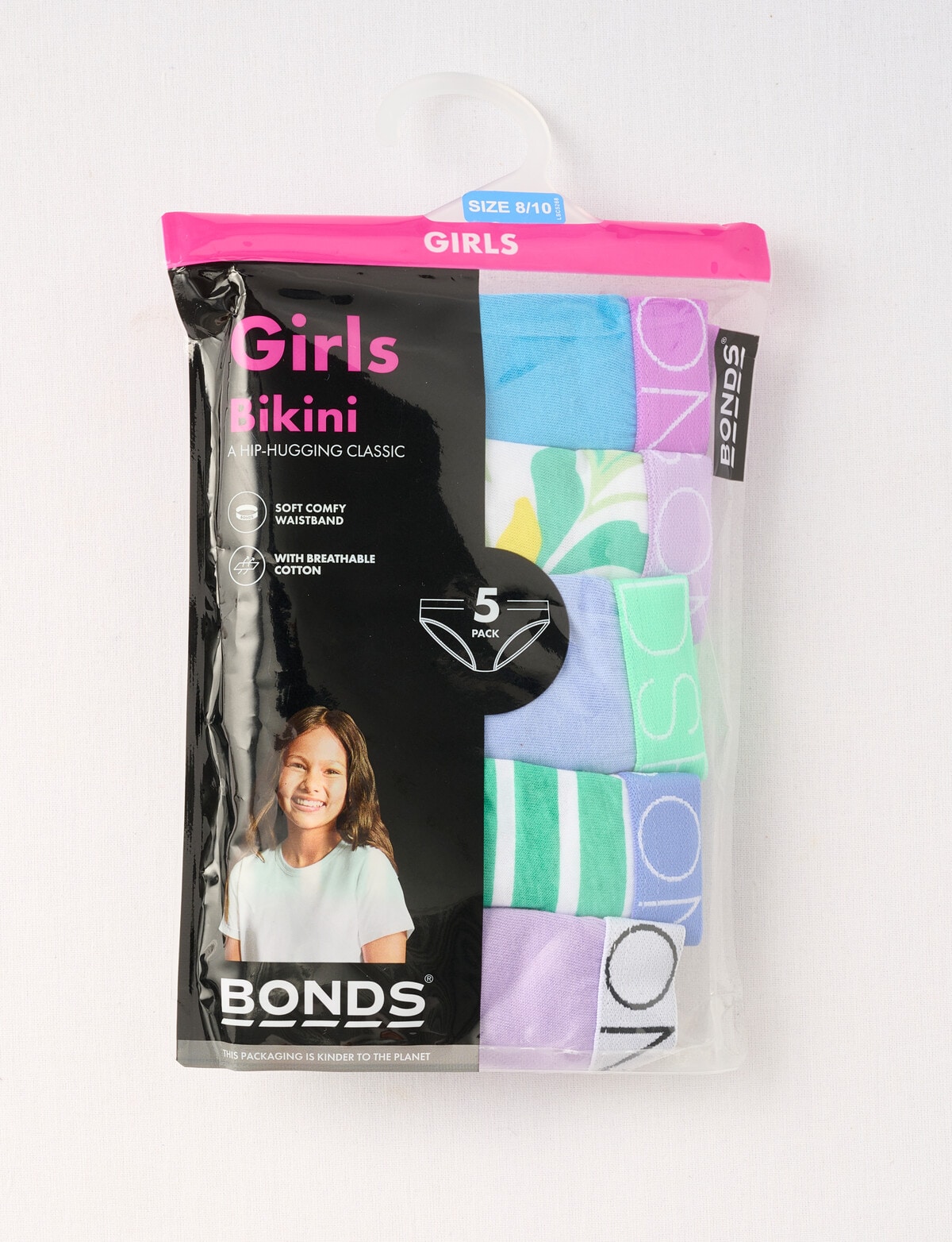 Bonds Multi Cotton Bikini Brief, 5-Pack, Gardenia, 4-16 - Underwear