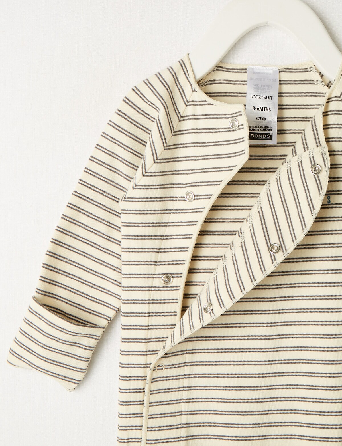 Bonds Stripe Cozysuit, Sesame Seed & Grey Sleepwear