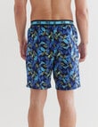 Mazzoni Tropical Leaf Printed Knit Short, Blue & Yellow product photo View 02 S