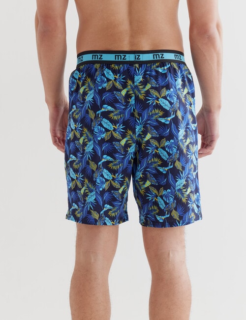 Mazzoni Tropical Leaf Printed Knit Short, Blue & Yellow product photo View 02 L