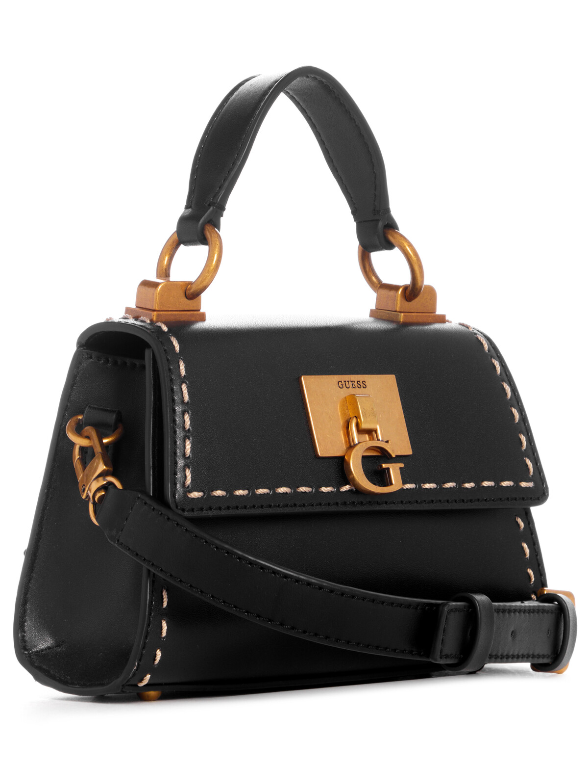 Guess Stephi Mini Crossbody Flap Bag, Black Handbags