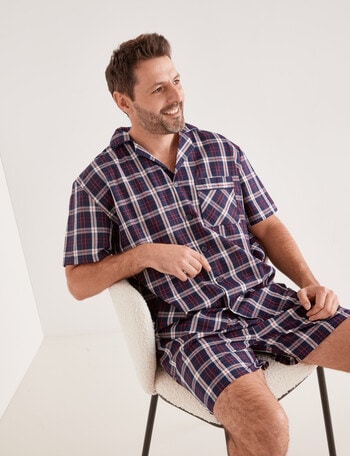 Chisel Woven Check Short PJ Set, Red & Blue, S-6XL product photo