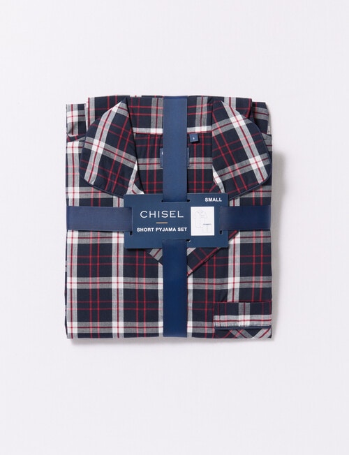 Chisel Woven Check Short PJ Set, Red & Blue, S-6XL product photo View 04 L