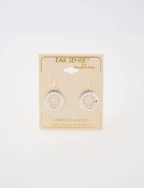 Earsense Lace Circle Drop Earrings, Imitation Silver product photo View 02 L