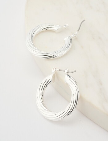Earsense Twist 27mm Click Hoop Earrings, Imitation Silver product photo