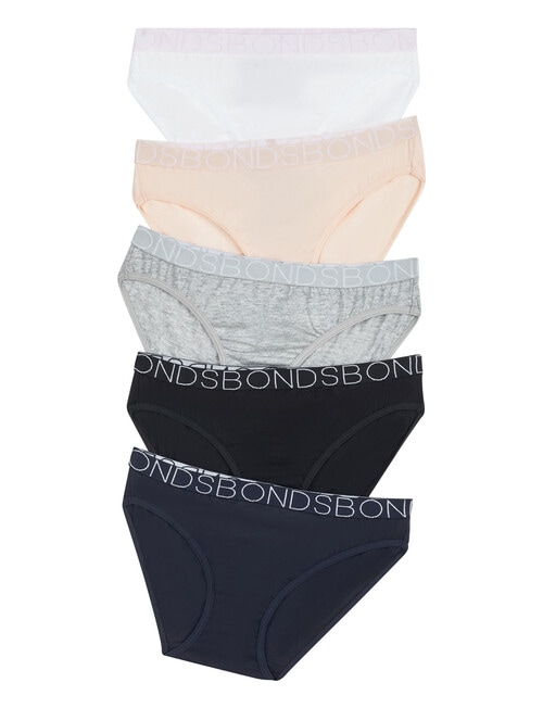 Bonds Bikini Brief, 5-Pack, Pink, Grey & Black, 4-16 product photo