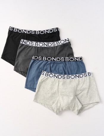 Bonds Trunks, 4-Pack, Black & Grey, 6-16 - Underwear