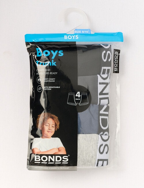 Bonds Trunks, 4-Pack, Black & Grey, 6-16 product photo View 02 L