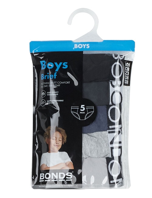 Bonds Brief, 5-Pack, Black & Grey, 2-12 product photo View 03 L