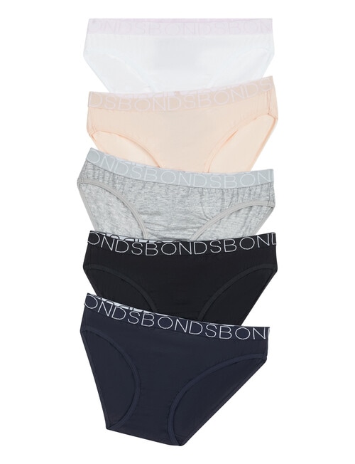 Bonds Bikini Brief, 5-Pack, Pink, Grey & Black, 4-16 product photo View 02 L